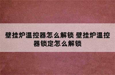 壁挂炉温控器怎么解锁 壁挂炉温控器锁定怎么解锁